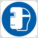 [E1388K] E1388K - Cartello obbligo uso maschera per la saldatura simbolo UNI ISO 7010