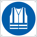 [E1398KS] E1398KS - Etichetta adesiva obbligo indossare indumenti alta visib. EN ISO 7010