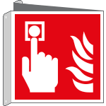 [E15117BIY] E15117BIY - cartello bifacciale allarme antincendio solo simbolo EN ISO 7010