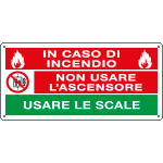 [E16112KS] E16112KS - Etichetta adesiva in caso di incendio usare le scale EN ISO 7010