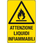 [E1711X] E1711X - Cartello pericolo attenzione liquidi infiammabili EN ISO 7010