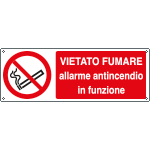 [E18023KS] E18023KS - Etichetta adesiva vietato fumare allarme antincendio EN ISO 7010