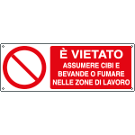 [E18063K] E18063K - Cartello divieto vietato assumere cibi EN ISO 7010