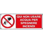 [E1823KS] E1823KS - Etichetta adesiva nn usare acqua per spegnere incendi EN ISO 7010