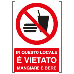 [E1896X] E1896X - Cartello in questo locale vietato mangiare EN ISO 7010