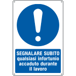 [E1918X] E1918X - Cartello obbligo segnalare infortuni sul lavoro EN ISO 7010