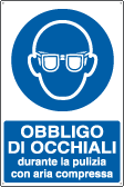 [E1938X] E1938X - Cartello occhiali durante pulizia aria compressa EN ISO 7010