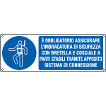 [E1985K] E1985K - Cartello obbligo assicurare l'imbracatura con bretella e...EN ISO 7010