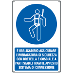 [E1985X] E1985X - Cartello obbligo assicurare l'imbracatura con bretella e...EN ISO 7010