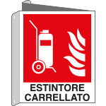 [E20140BIX] E20140BIX - cartello bifacciale estintore carrellato EN ISO 7010