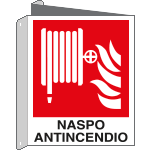 [E20168BIX] E20168BIX - Cartello bifacciale NASPO ANTINCENDIO EN ISO 7010
