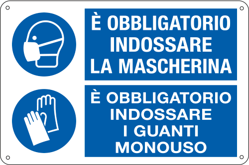 [E2662] E2662 - Cartello obbligo Indossare mascherina e guanti monouso EN ISO 7010