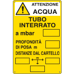 [E2795] E2795 - Cartello tubo interrato attenzione acqua EN ISO 7010