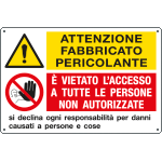 [E2912] E2912 - Cartello "Attenzione fabbricato pericolante"