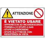 [E2943] E2943 - Cartello multisimbolo ATTENZIONE e' vietato usare appar...EN ISO 7010