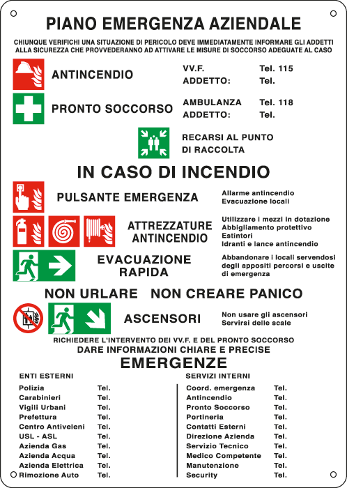 [E3691] E3691 - Cartello Piano Emergenza Aziendale EN ISO 7010