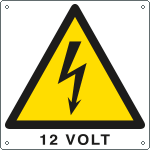 [E400725K] E400725K - Cartello pericolo 12 Volt EN ISO 7010