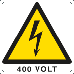 [E400726KS] E400726KS - Etichetta pvc autoadesivo pericolo 400 Volt EN ISO 7010
