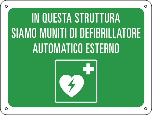[E4810] E4810 - cartello IN QUESTA STRUTT. SIAMO MUNITI DI DEFIBRILLATORE EN ISO 7010