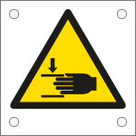 [E49616N] E49616N - Cartello alluminio pericolo schiacciamento mani EN ISO 7010