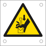 [E49811M] E49811M - Cartello bordo macchina pericolo schiacciamento mani....EN ISO 7010