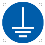 [E49880M] E49880M - Cartello bordo macchina  obbligo messa a terra EN ISO 7010