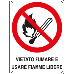 [E620501W] E620501W - Cartello divieto vietato fumare e/o usare fiamme EN ISO 7010