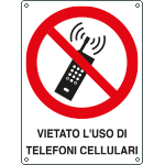 [E623801KS] E623801KS - Etichetta adesiva divieto Uso telefoni cellulari EN ISO 7010