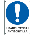 [E625001K] E625001K - Cartello obbligo usare utensili antiscintilla EN ISO 7010