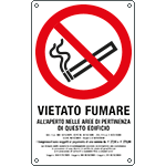 [E630108X] E630108X - Cartello vietato fumare all'aperto in questo edificio.....