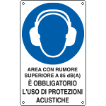 [E635601Y] E635601Y - Cartello Zona >85db obbligo protezioni acustiche EN ISO 7010