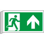 [E715103BW] E715103BW - Cartello uscita di emergenza freccia avanti EN ISO 7010 BIFACCIALE