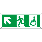 [E720505X] E720505X - Cartello uscita di emergenza disabili freccia in alto a sx ENISO7010