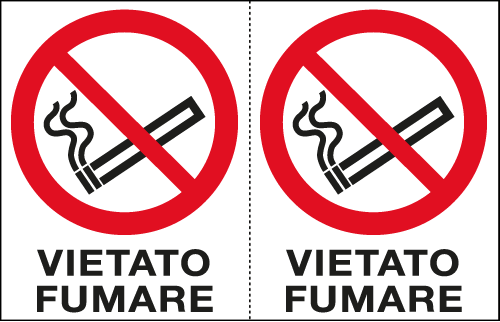 [E9501A] E9501A - Foglio n. 2 etichette adesive Vietato fumare EN ISO 7010