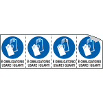 [E9531B] E9531B - Etichetta autoadesiva obbligo usare guanti protettivi EN ISO 7010