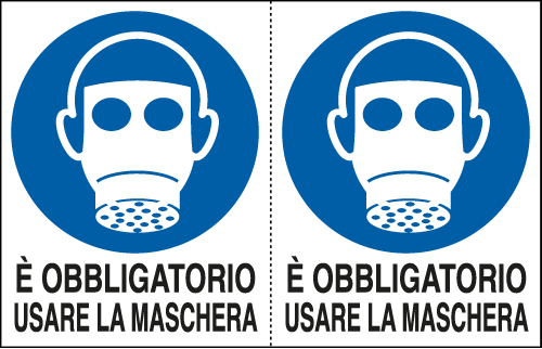 [E9534A] E9534A - Foglio n. 2 etichette adesive obbligo usare maschera EN ISO 7010