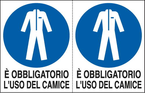 [E9536A] E9536A - Foglio n. 2 etichette adesive obbligo uso camice EN ISO 7010