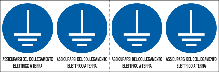 [E9541B] E9541B - Foglio 4 etichette sicurezza collegamento a terra EN ISO 7010