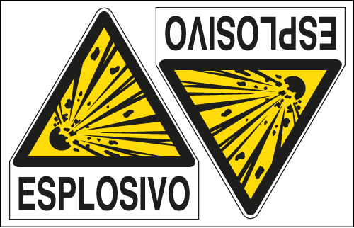 [E9552A] E9552A - Foglio n. 2 etichette adesive Pericolo Esplosivo EN ISO 7010