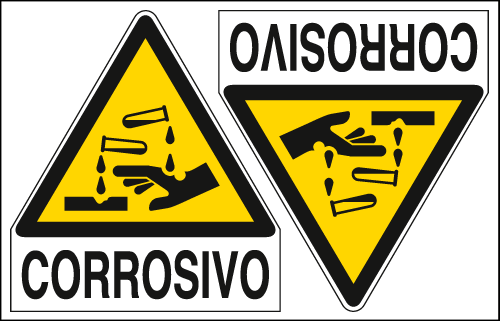 [E9553A] E9553A - Foglio 2 etichette adesive corrosivo EN ISO 7010