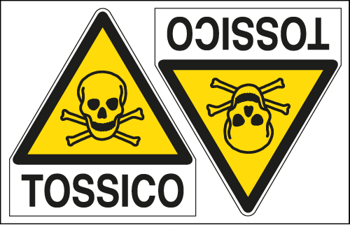 [E9554A] E9554A - Foglio 2 etichette Pericolo Sostanze Tossiche EN ISO 7010