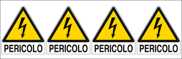 [E9563B] E9563B - Foglio 4 etichette adesive pericolo elettricita' EN ISO 7010