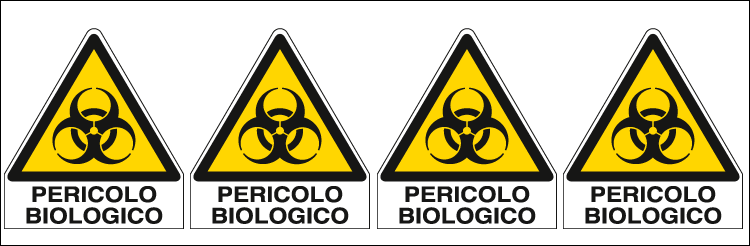 [E9575B] E9575B - Foglio 4 etichette adesive pericolo biologico EN ISO 7010