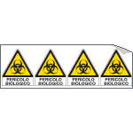 [E9575B] E9575B - Foglio 4 etichette adesive pericolo biologico EN ISO 7010