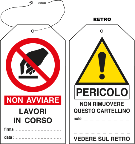 [E9804] E9804 - Cartellino plastica non avviare lavori in corso..EN ISO 7010